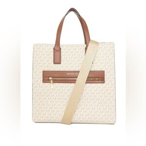 MICHAEL KORS Kenly Large Cream and Tan Tote Bag